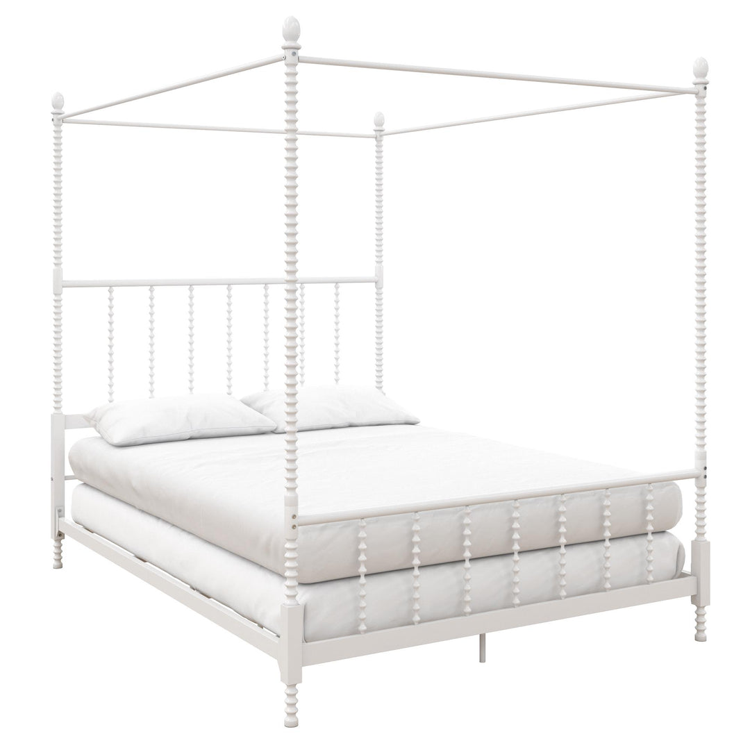 Jenny Lind Metal Canopy Bed with Twist Spindles - White - Full