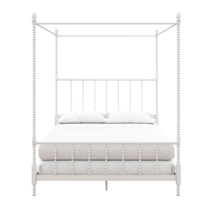 Jenny Lind Metal Canopy Bed with Twist Spindles - White - Full