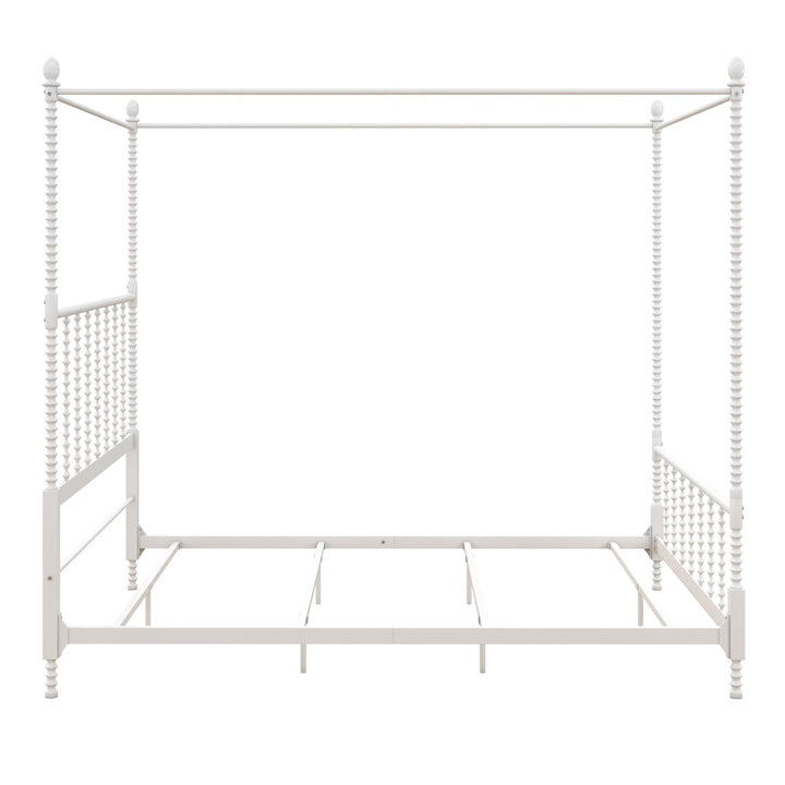 Jenny Lind Metal Canopy Bed with Twist Spindles - White - Queen