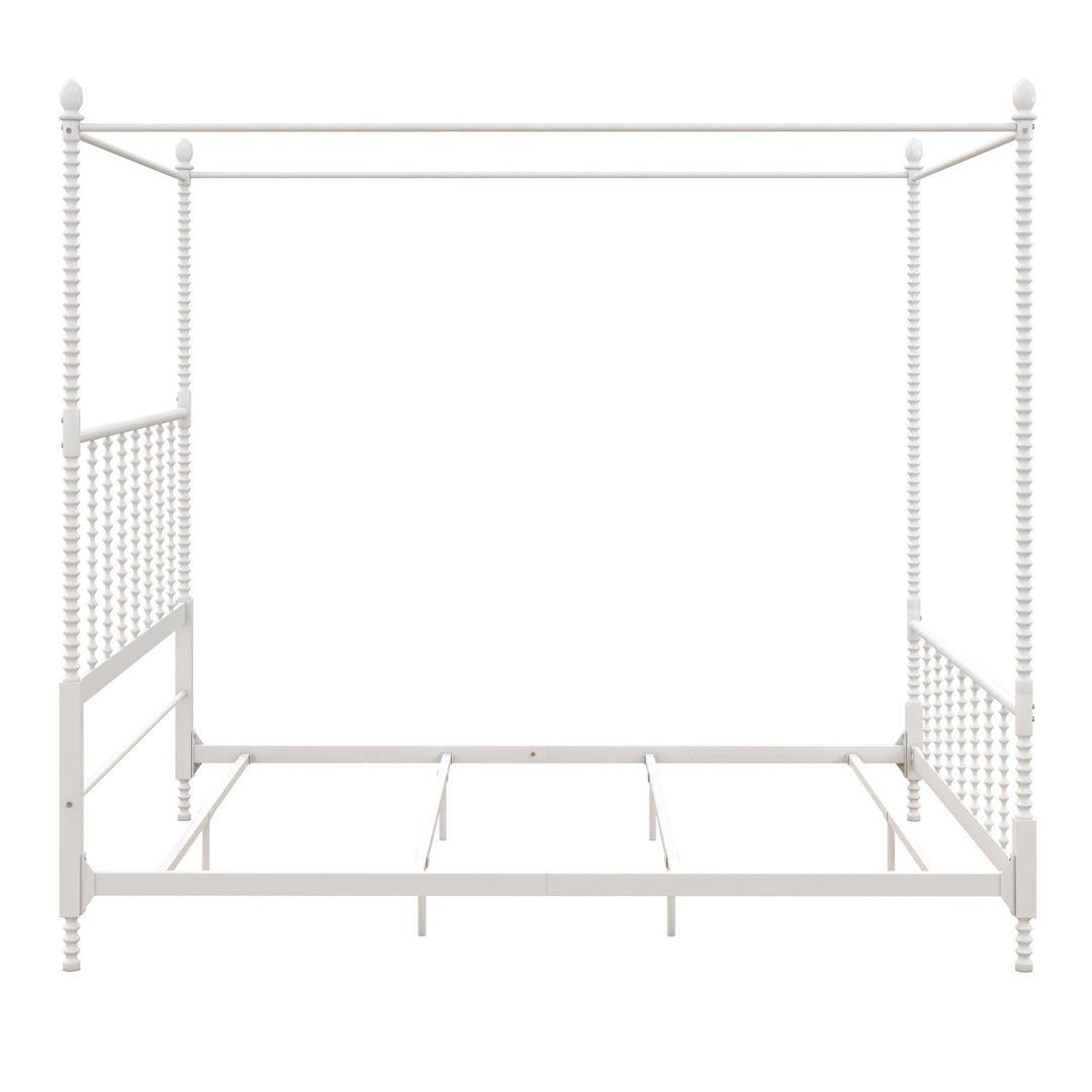 Jenny Lind Metal Canopy Bed with Twist Spindles - White - Queen