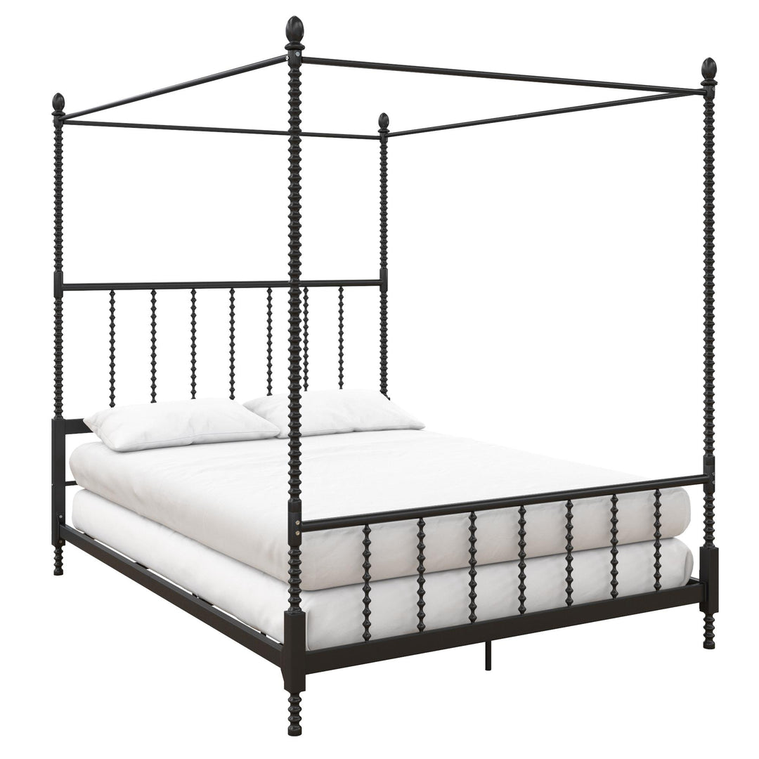 Best Metal Canopy Bed with Twist Spindles -  Black  -  Queen