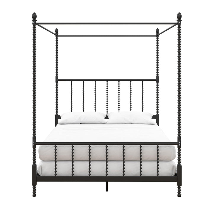 Canopy Bed with Twist Spindles -  Black  -  Queen