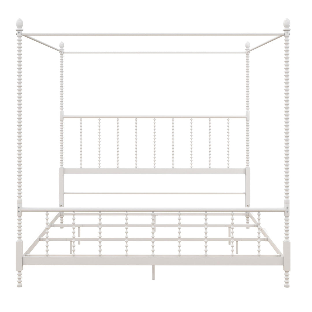 Jenny Lind Metal Canopy Bed with Twist Spindles - White - King