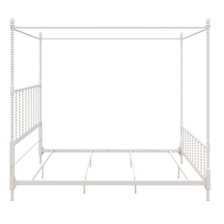 Jenny Lind Metal Canopy Bed with Twist Spindles - White - King