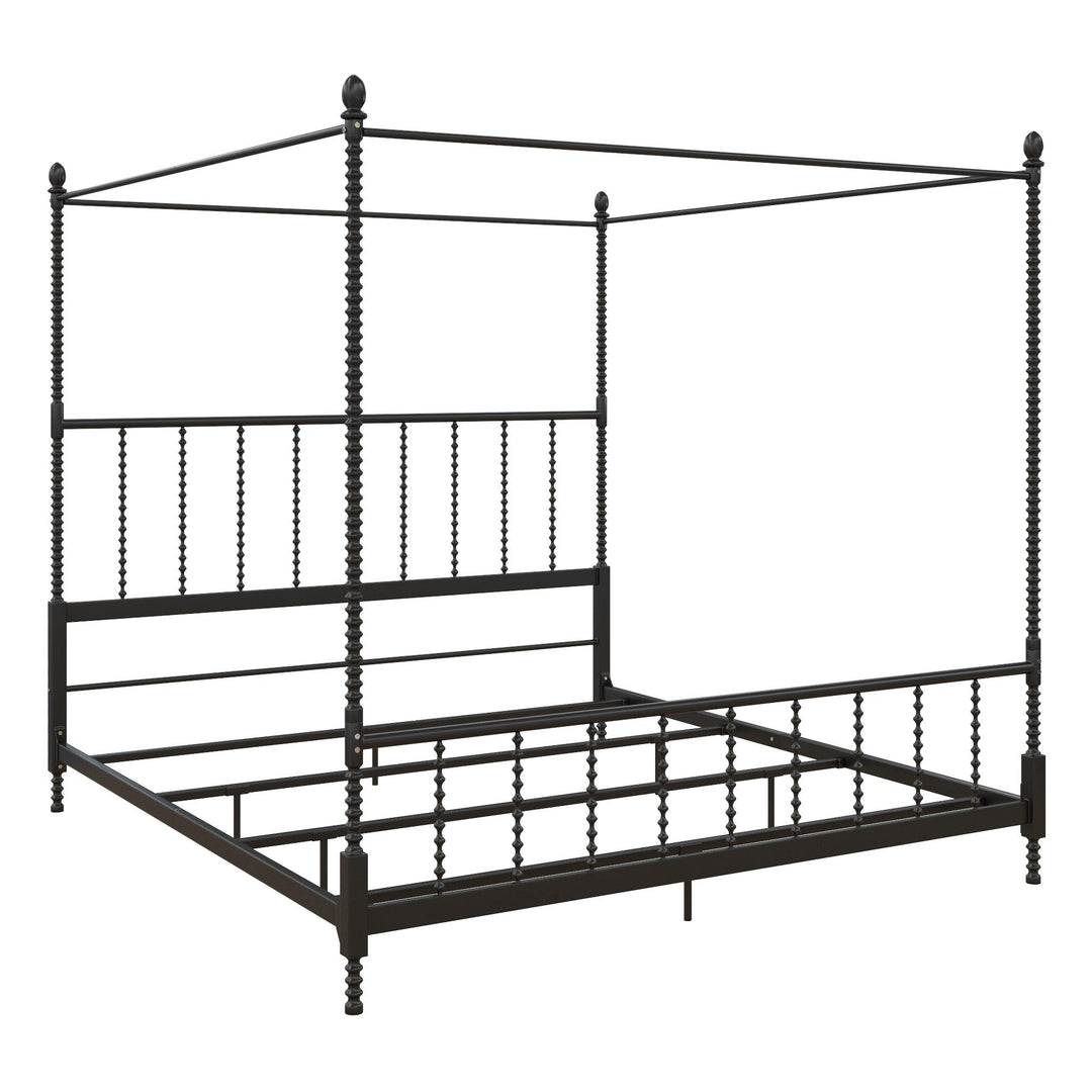 Jenny Lind Metal Canopy Bed with Twist Spindles - Black - King