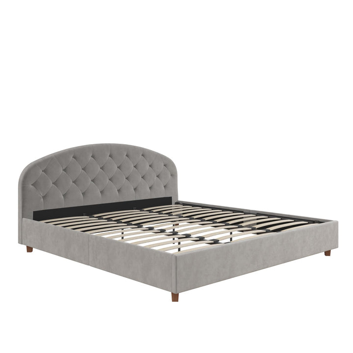 Gema Upholstered Bed with Bentwood Slats - Light Gray - King