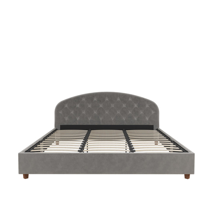 Gema Upholstered Bed with Bentwood Slats - Light Gray - King