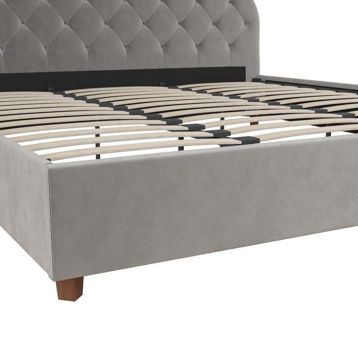 Gema Upholstered Bed with Bentwood Slats - Light Gray - King