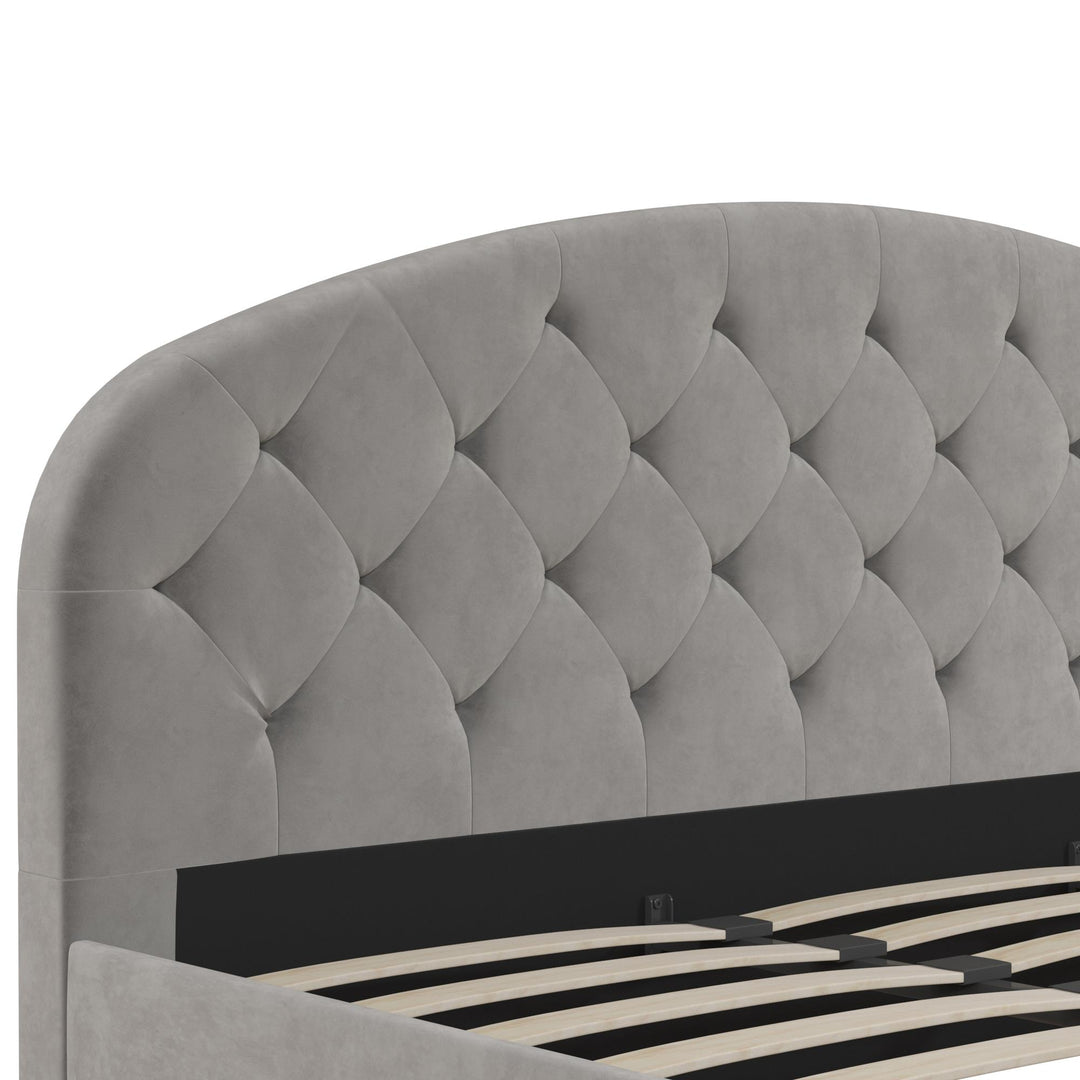 Gema Upholstered Bed with Bentwood Slats - Light Gray - King