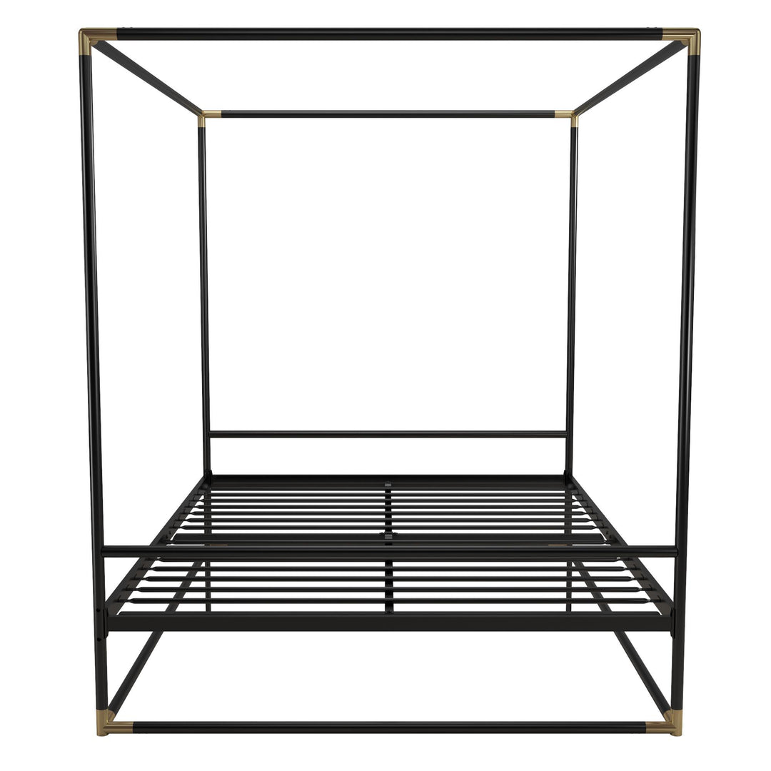 Celeste Canopy Metal Bed with Gold Electroplated Connectors. - Black - Full