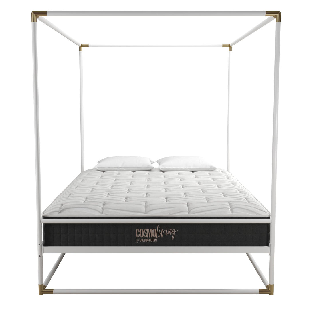 Celeste Canopy Metal Bed with Gold Accents - White - Queen