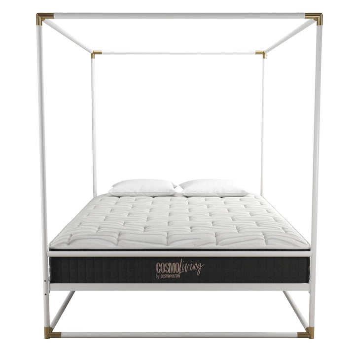 Celeste Canopy Metal Bed with Gold Accents - White - Queen