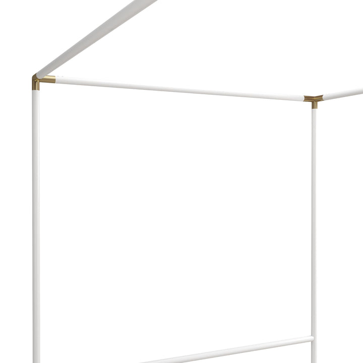 Celeste Canopy Metal Bed with Gold Accents - White - Queen