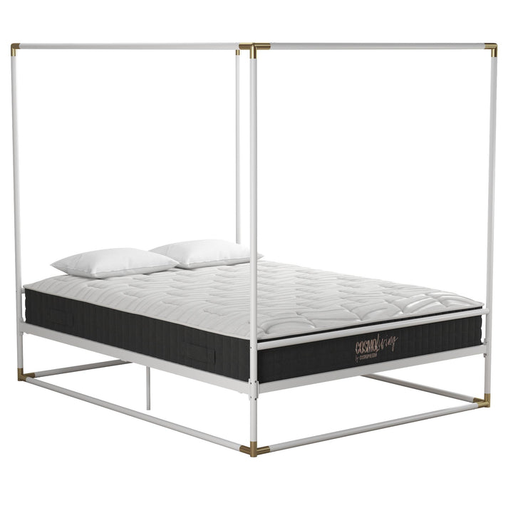 Celeste Canopy Metal Bed with Gold Accents - White - Queen