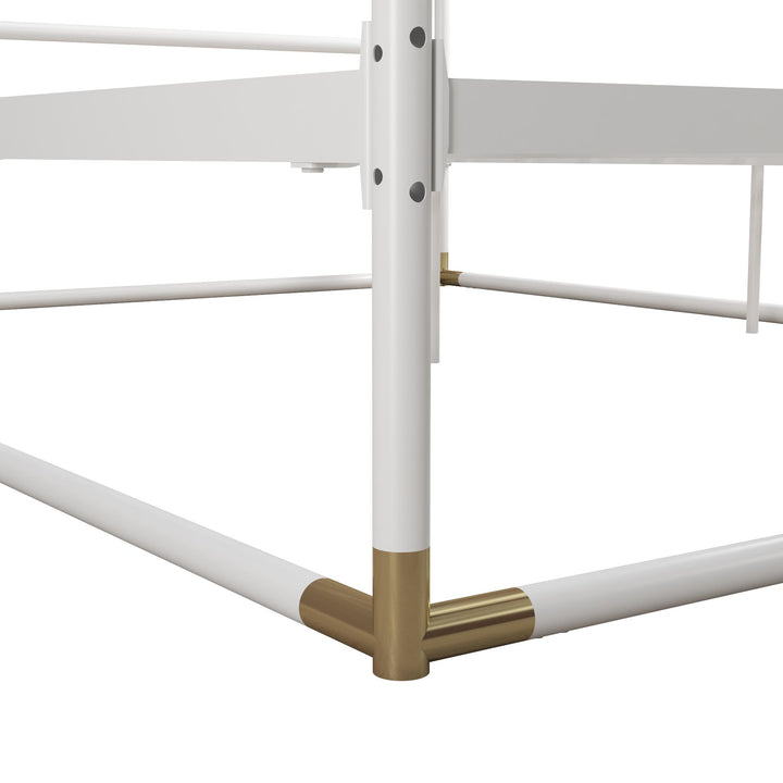 Celeste Canopy Metal Bed with Gold Accents - White - Queen