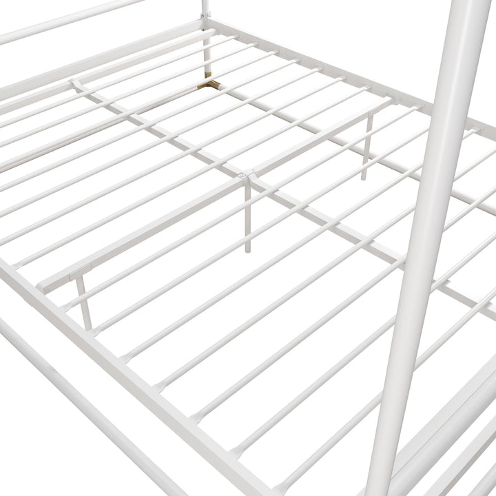 Celeste Canopy Metal Bed with Gold Accents - White - Queen
