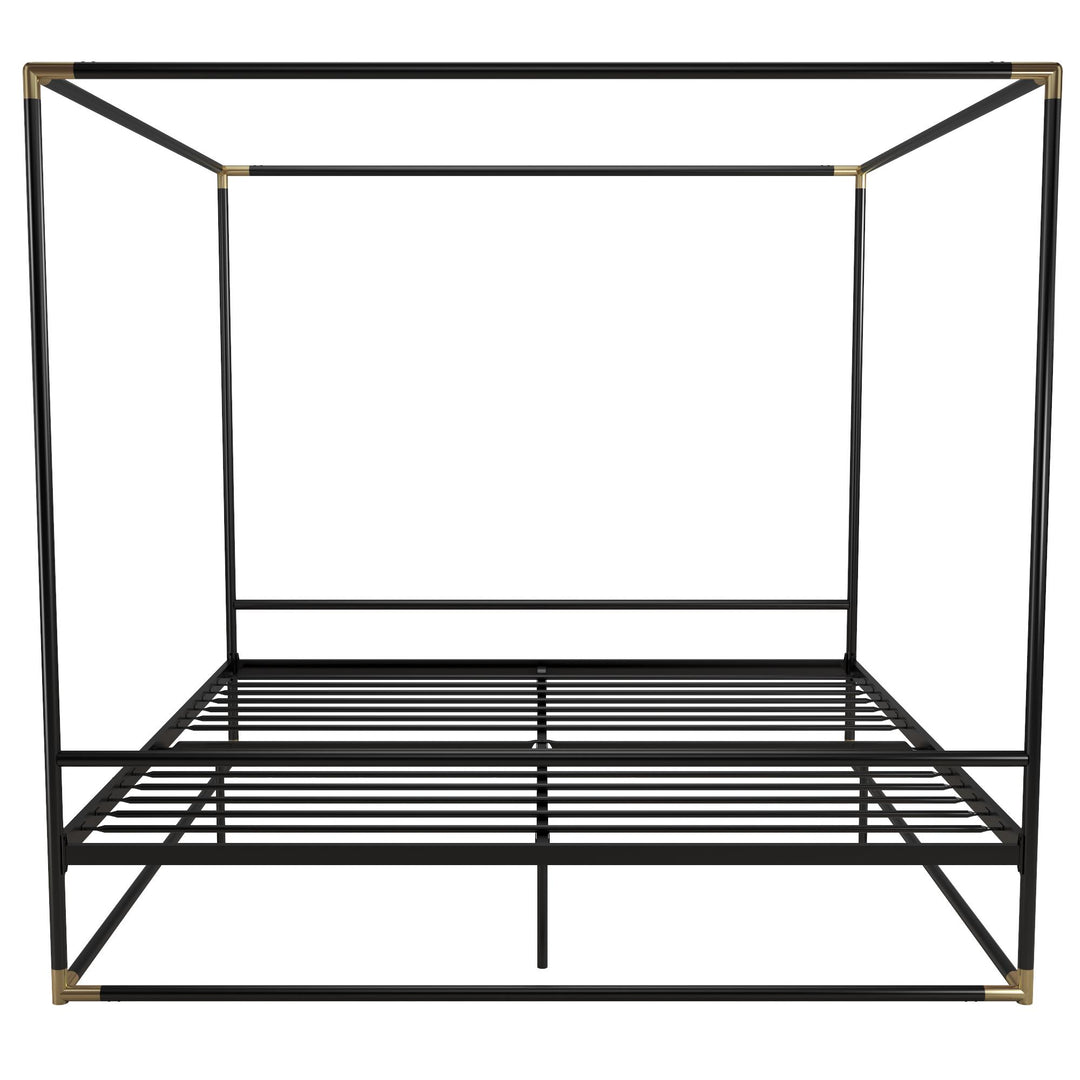 Celeste Canopy Metal Bed with Gold Electroplated Connectors. - Black - King