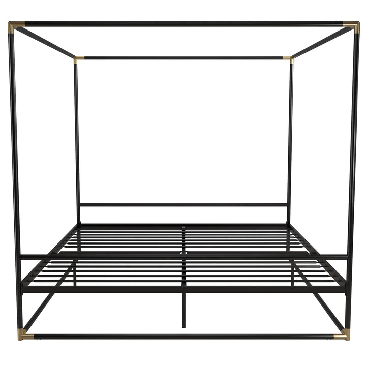 Celeste Canopy Metal Bed with Gold Electroplated Connectors. - Black - King