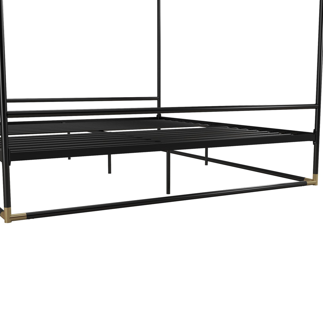 Celeste Canopy Metal Bed with Gold Electroplated Connectors. - Black - King