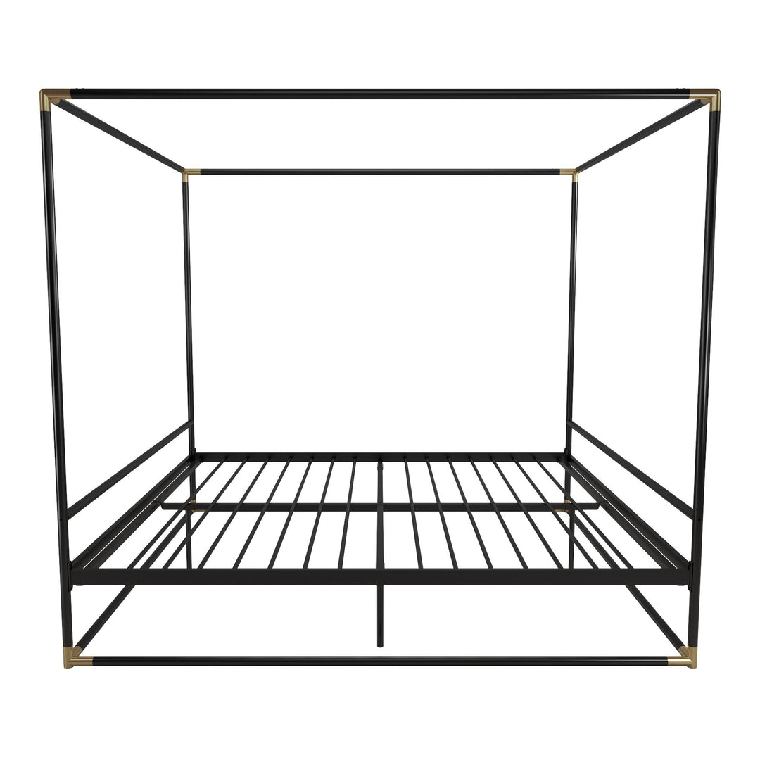 Celeste Canopy Metal Bed with Gold Electroplated Connectors. - Black - King