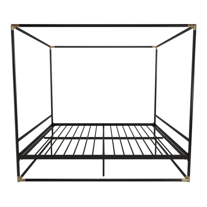 Celeste Canopy Metal Bed with Gold Electroplated Connectors. - Black - King