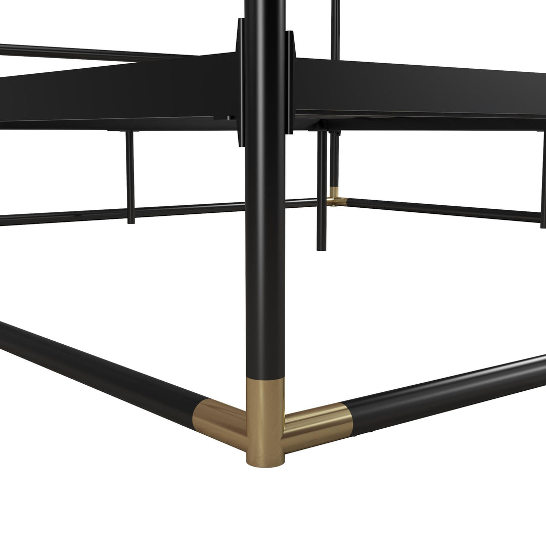 Celeste Canopy Metal Bed with Gold Electroplated Connectors. - Black - King