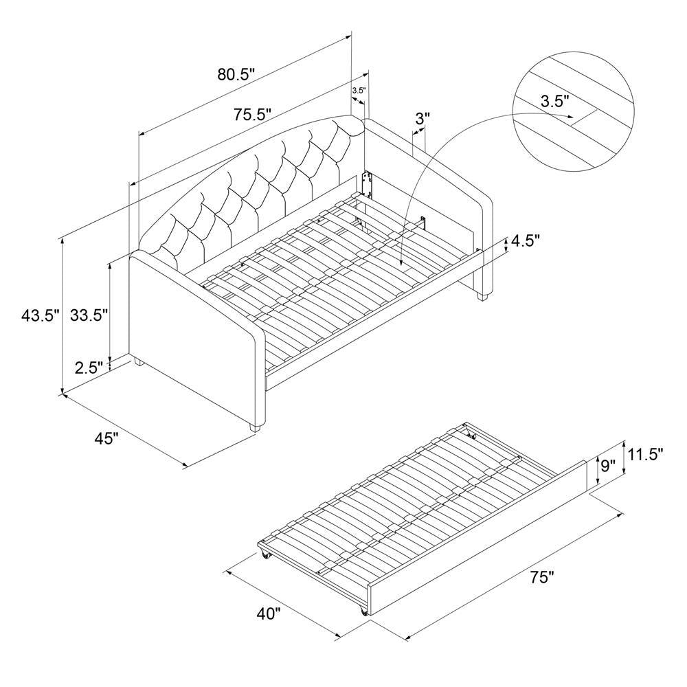 Ilena Upholstered Daybed with Trundle - Light Gray - Twin-Over-Twin