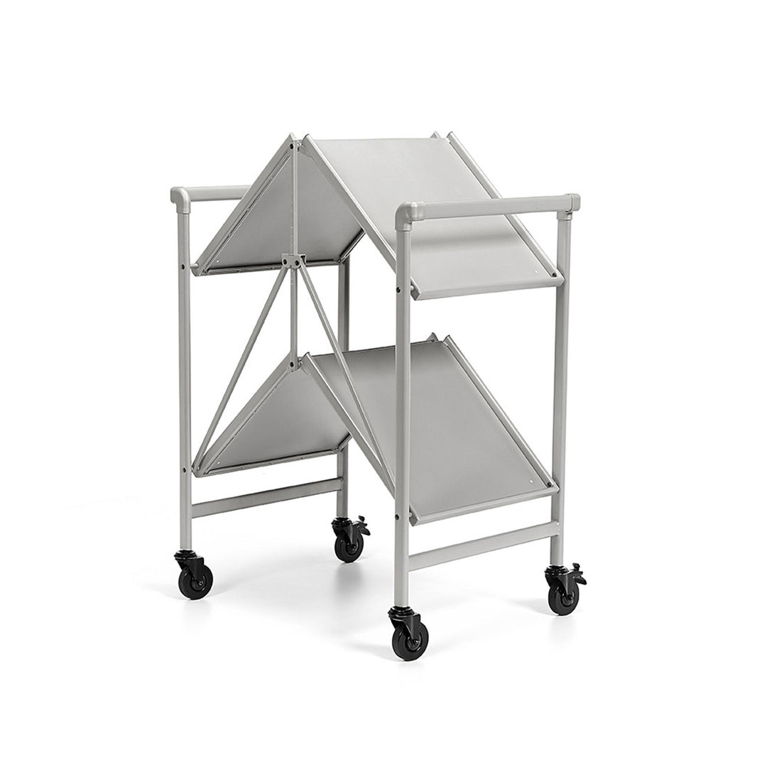 Outdoor Folding Serving Cart with 2 Shelves - Silver - Solid Shelf