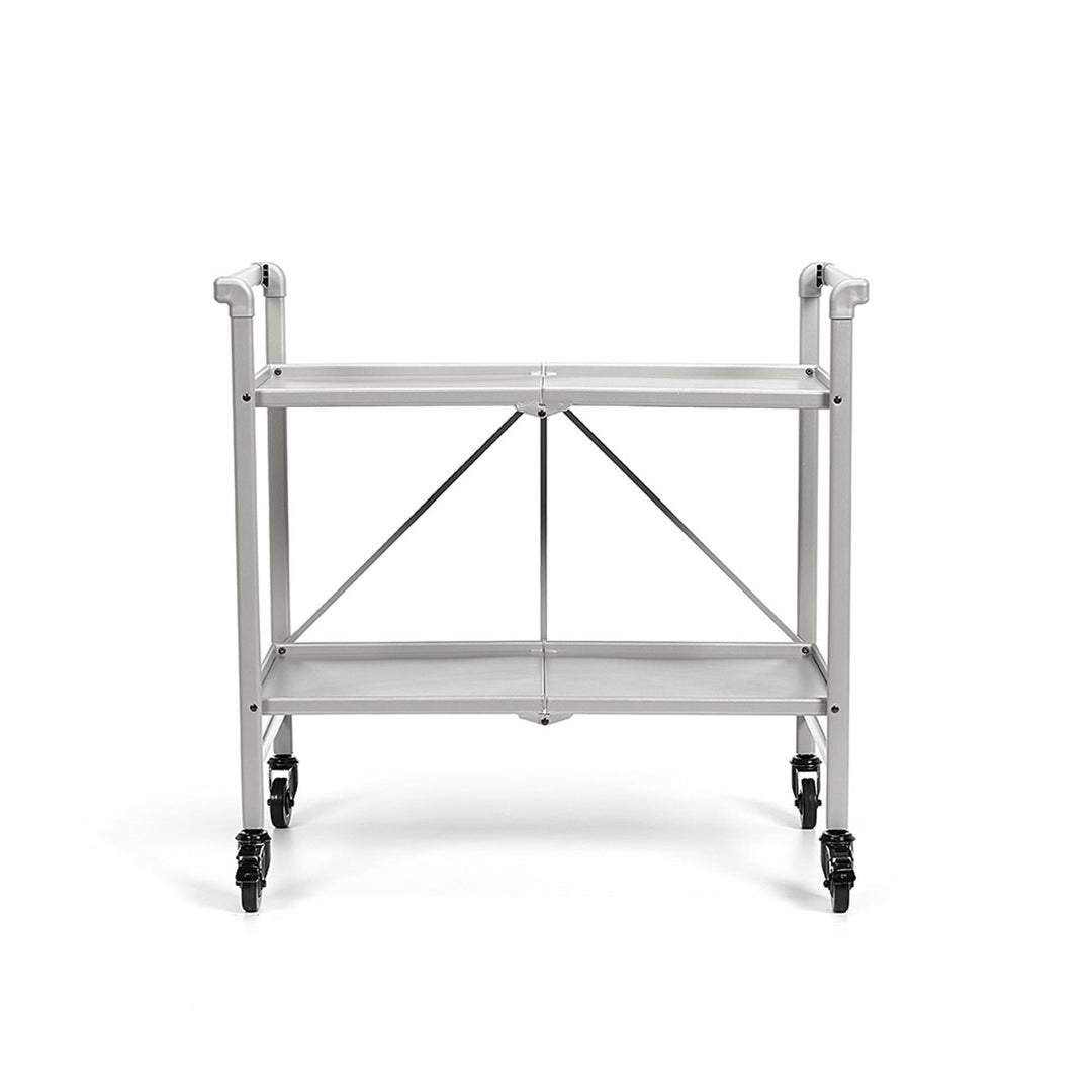 Outdoor Folding Serving Cart with 2 Shelves - Silver - Solid Shelf