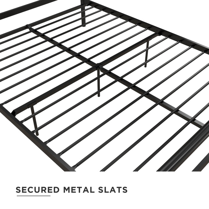 Calixa Modern Metal Bed with Multiple Height Adjustment Options - Black - Full
