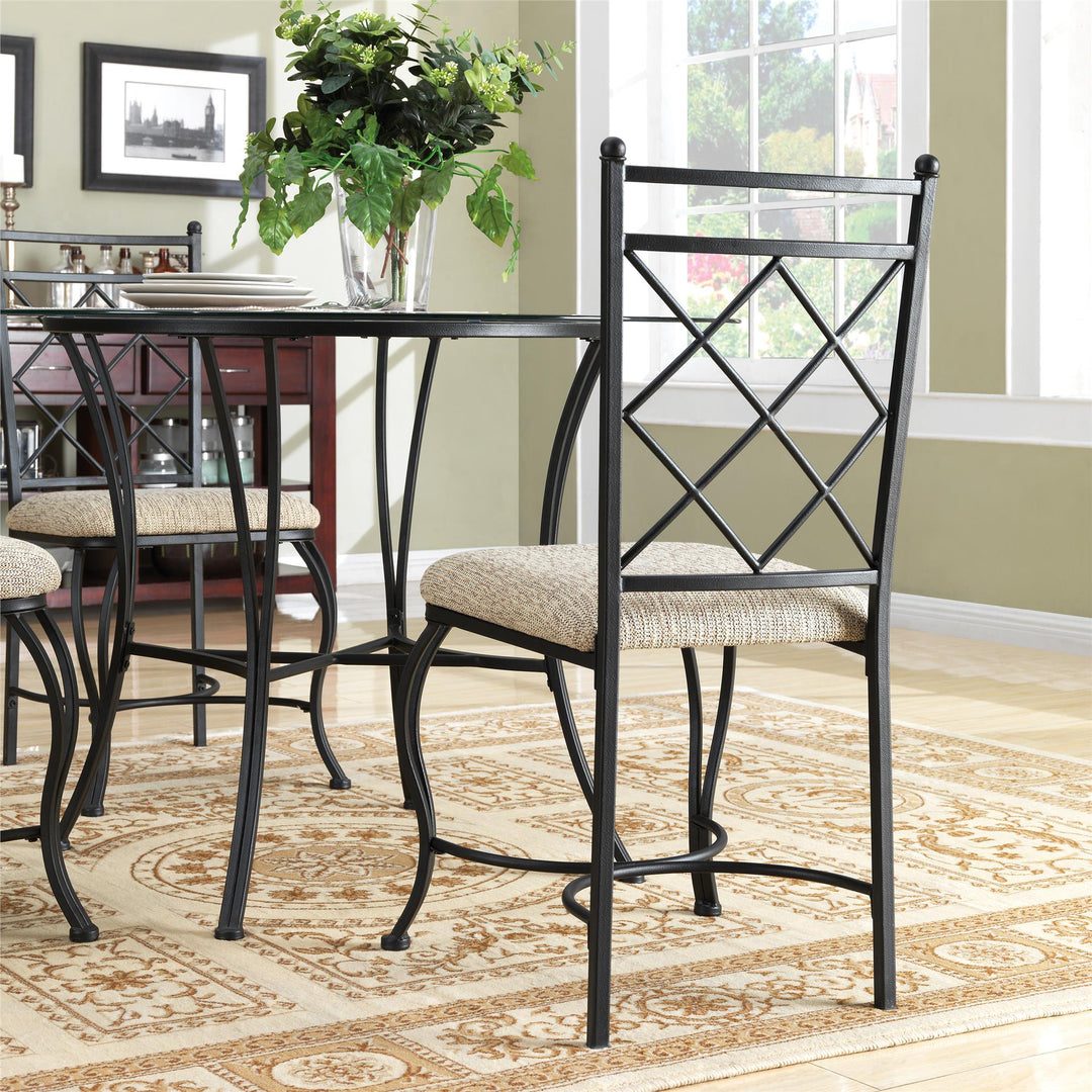 Traditional Glass Top Metal 5-Piece Dinette - Black / Beige