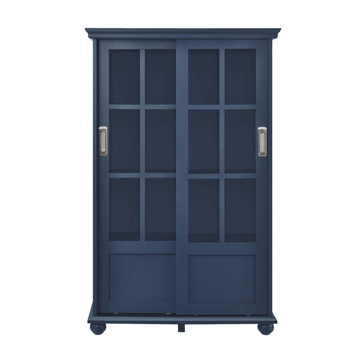 Aaron Lane Tall Bookcase with 2 Sliding Glass Doors - Blue
