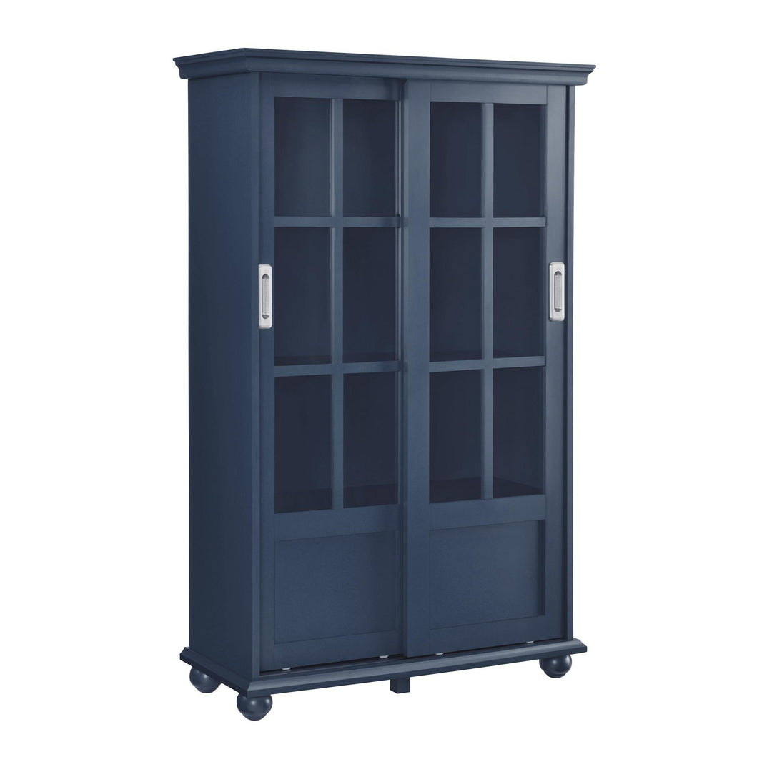Modern living with Aaron Lane bookcase with glass doors -  Blue