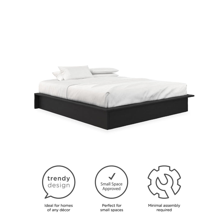 Maven Upholstered Bed with Modern Low Profile Design - Black - King