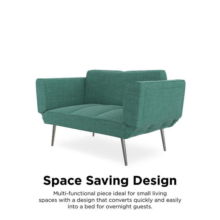 Euro Futon with Magazine Storage with Multiple Seating Positions - Teal