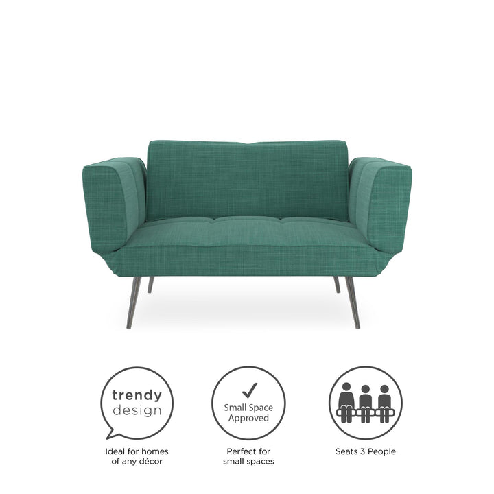Euro Futon with Magazine Storage with Multiple Seating Positions - Teal