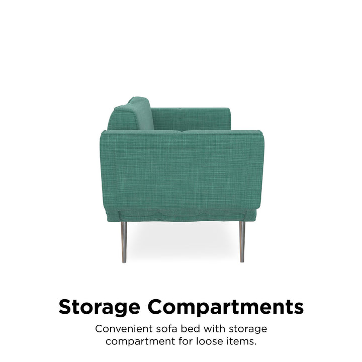 Euro Futon with Magazine Storage with Multiple Seating Positions - Teal