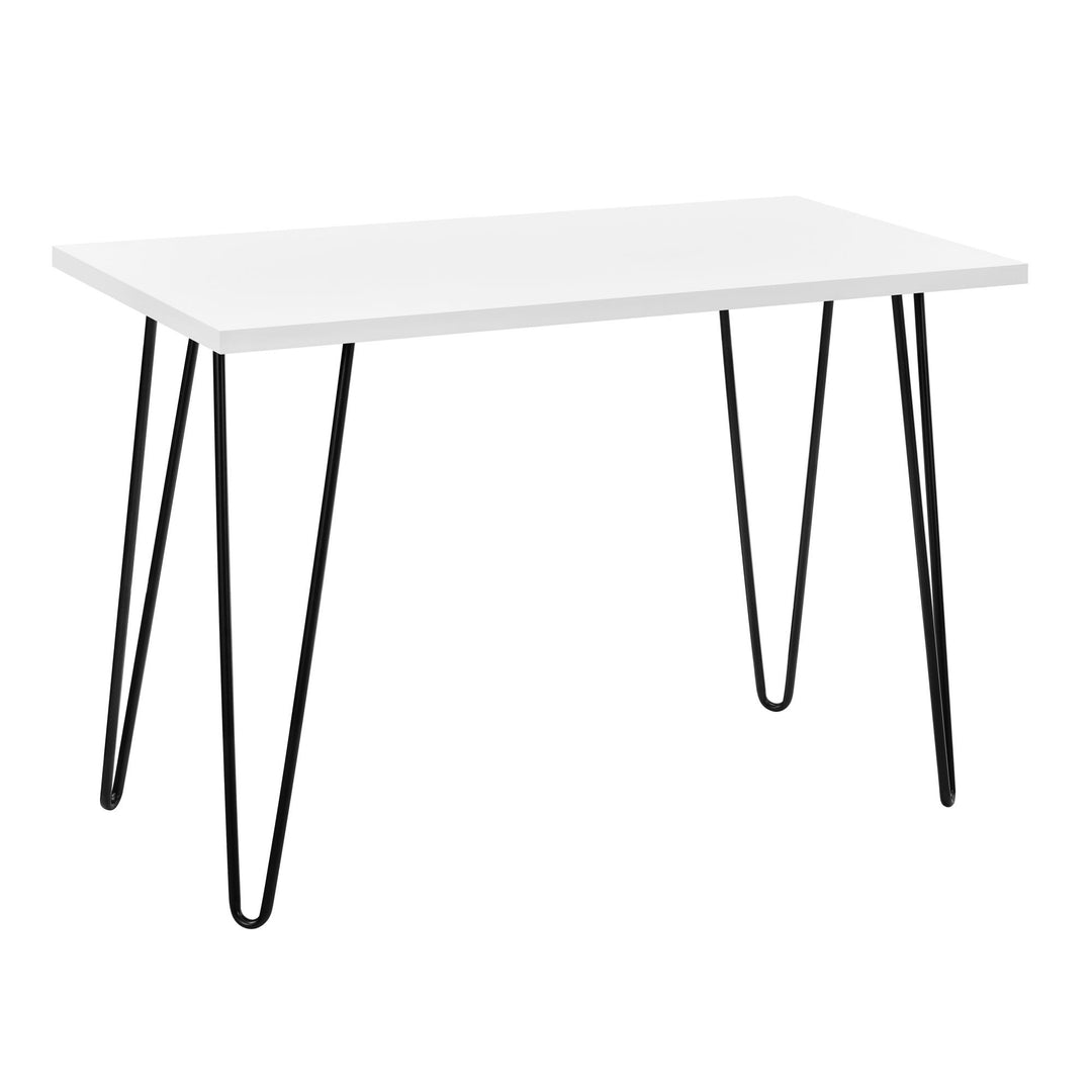 Owen Retro Computer Desk with Large Worksurface and Hairpin Legs - White/Black