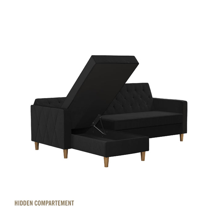 Liberty Reversible Sectional/Futon with Storage - Black