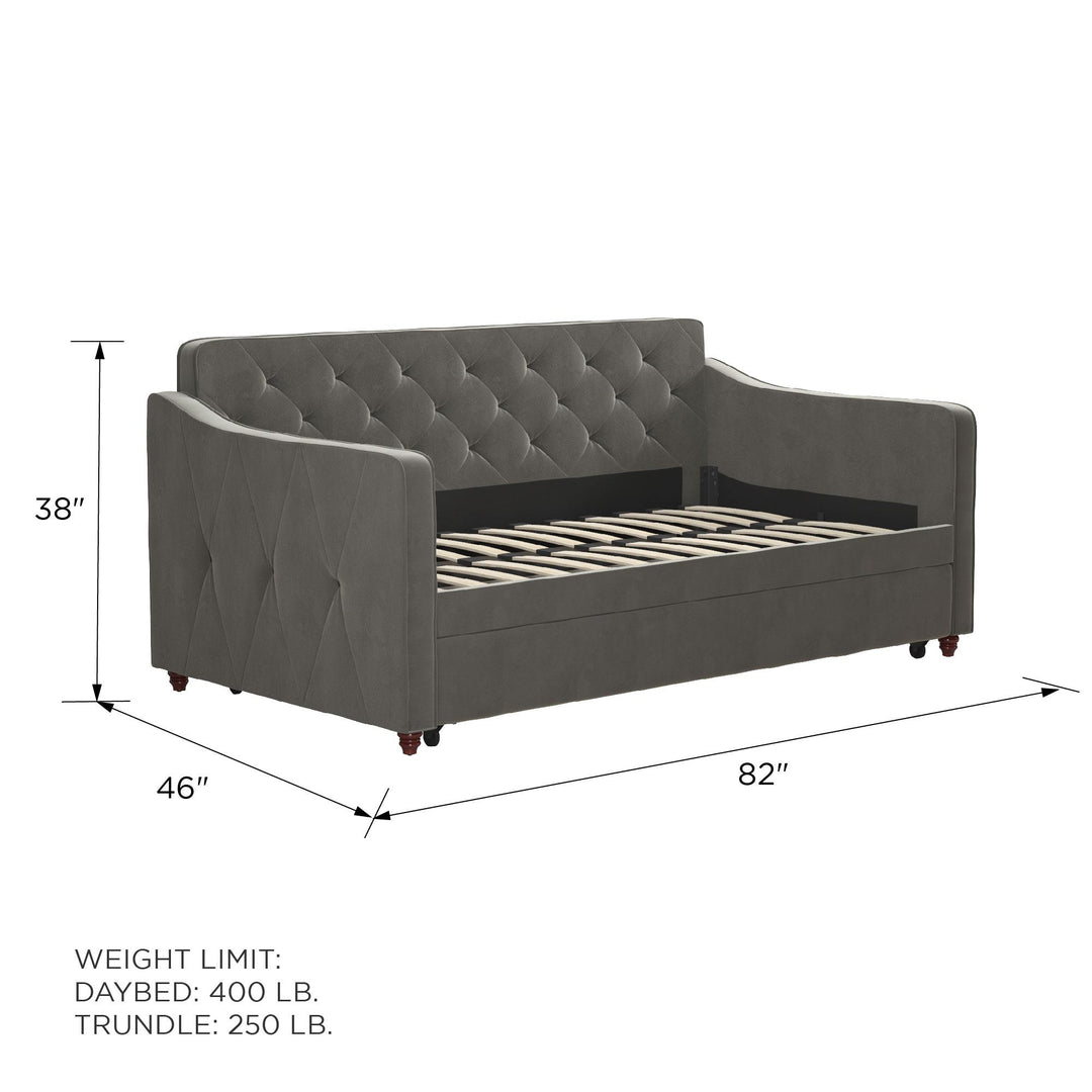 Vintage Upholstered Twin Daybed and Twin Trundle Set - Gray - Twin
