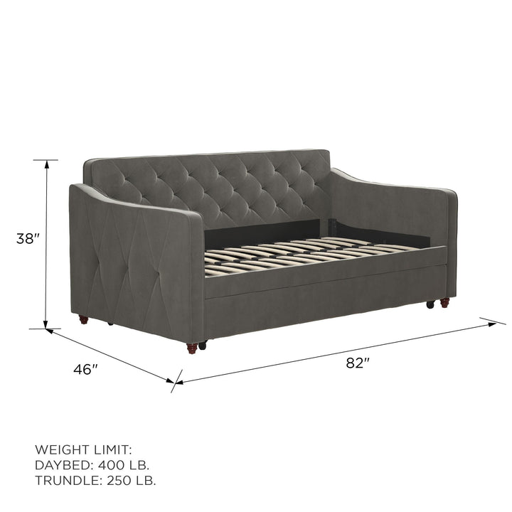 Vintage Upholstered Twin Daybed and Twin Trundle Set - Gray - Twin