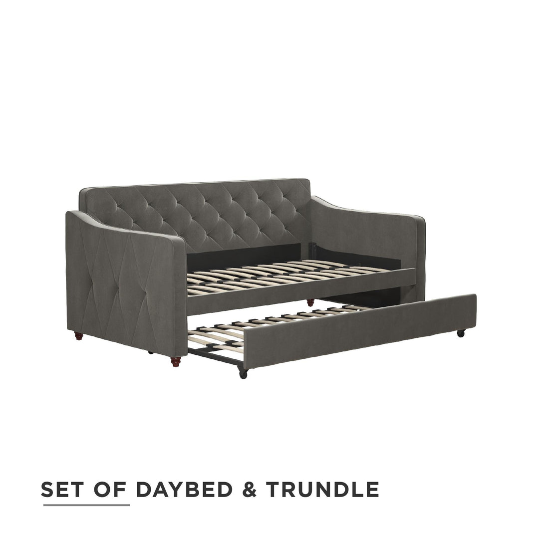 Vintage Upholstered Twin Daybed and Twin Trundle Set - Gray - Twin