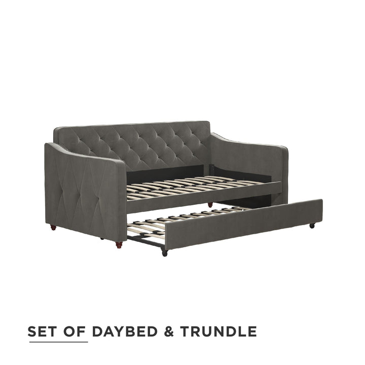 Vintage Upholstered Twin Daybed and Twin Trundle Set - Gray - Twin