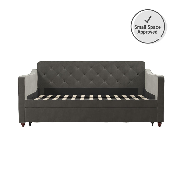 Vintage Upholstered Twin Daybed and Twin Trundle Set - Gray - Twin