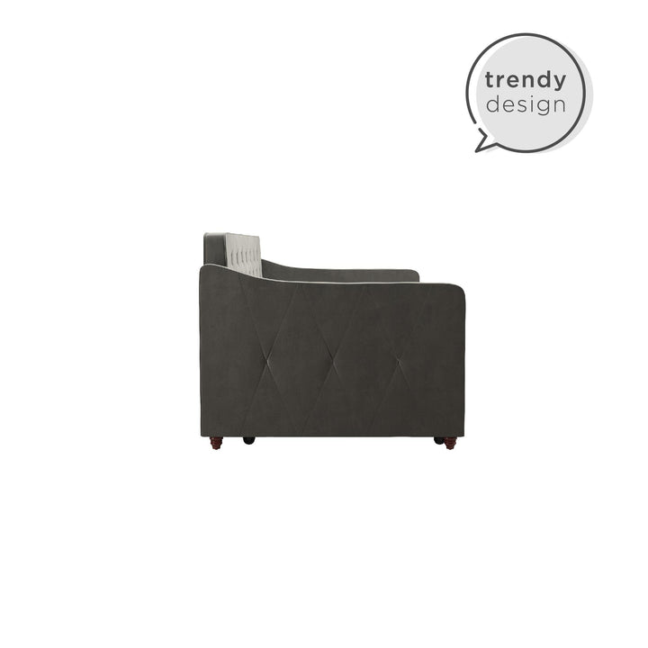 Vintage Upholstered Twin Daybed and Twin Trundle Set - Gray - Twin