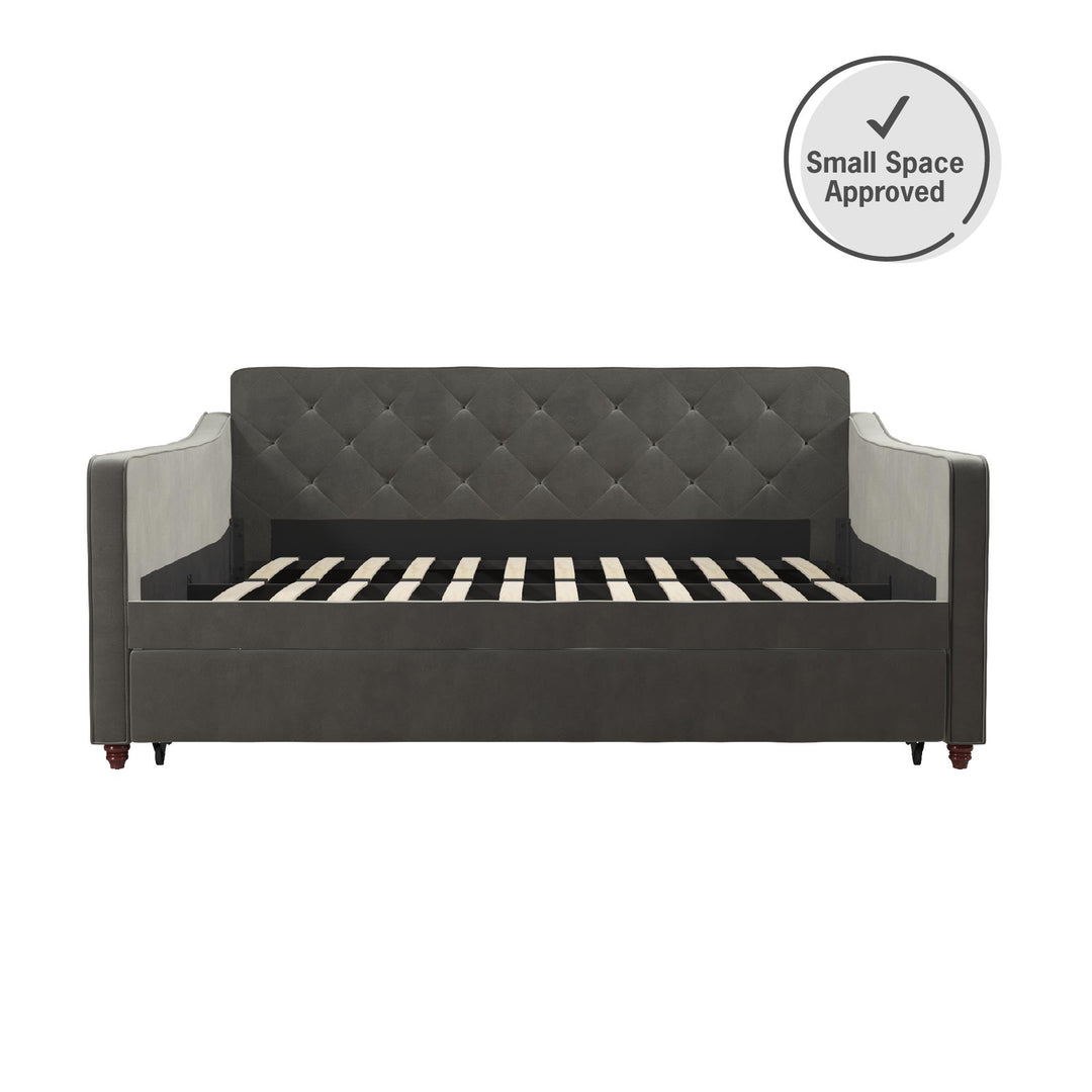 Vintage Upholstered Twin Daybed and Twin Trundle Set - Gray - Full