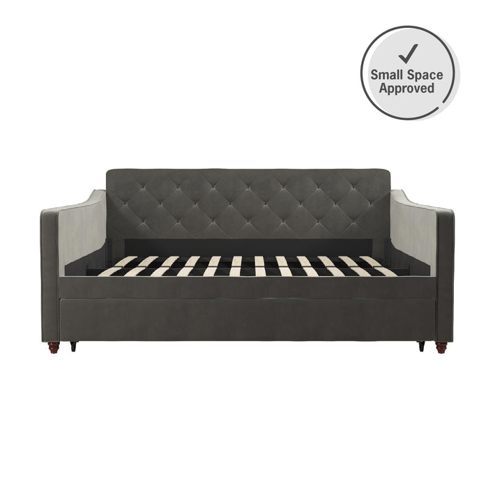 Vintage Upholstered Twin Daybed and Twin Trundle Set - Gray - Full
