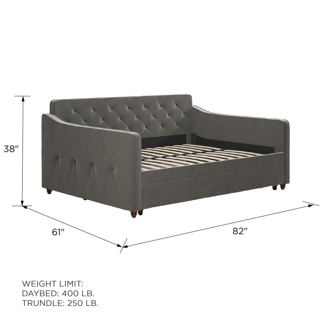 Vintage Upholstered Twin Daybed and Twin Trundle Set - Gray - Full