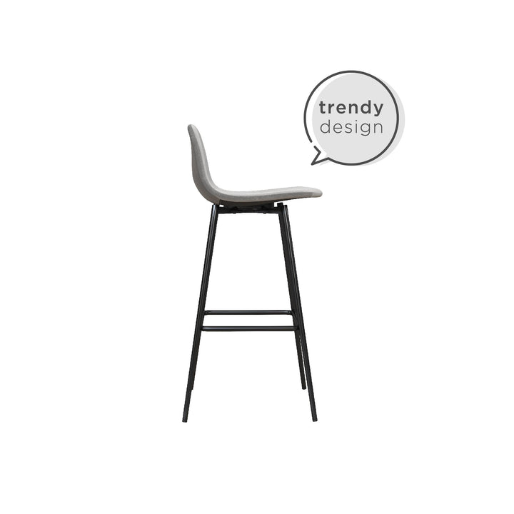 Brandon Upholstered Mid Century Modern Kitchen Bar Stool with Metal Legs - Gray