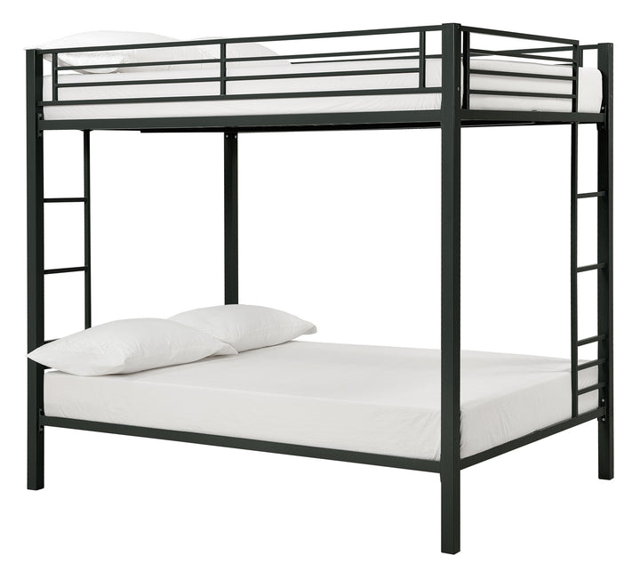 Full over Full Bunk Bed with Sturdy Metal Frame and Simple Design - Black - Full-Over-Full